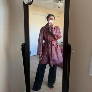 Bagatelle Deep Red Leather Trench Coat